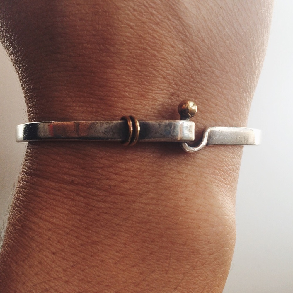 Silver Tiffany and Co 18k gold hook and eye bracelet